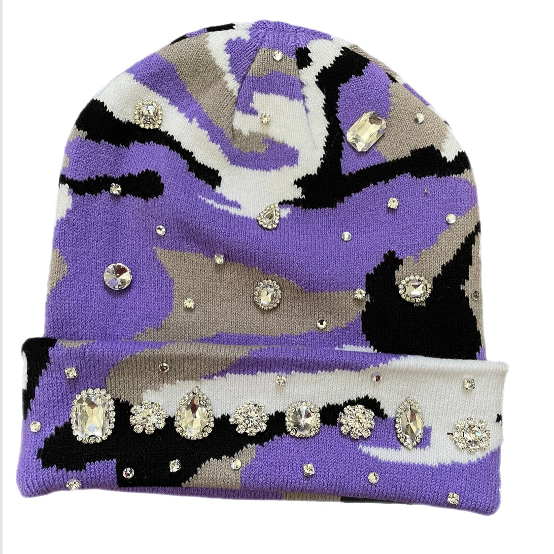 Purple Camo Crystal Beanie