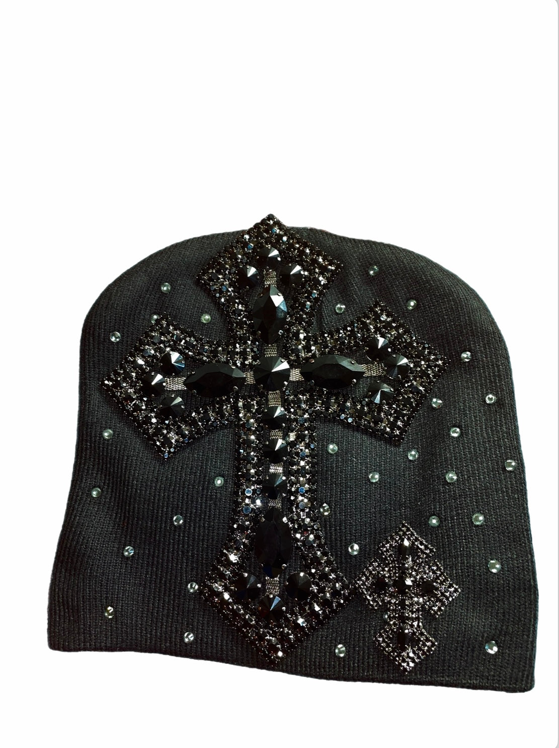Black cross beanie