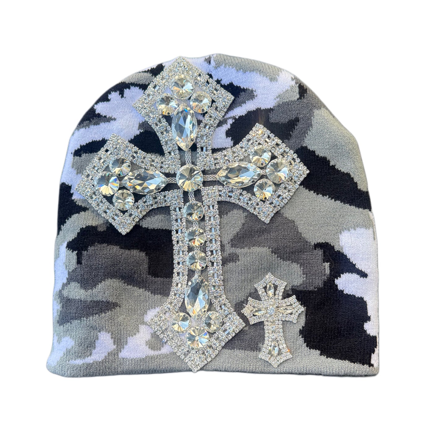 Grey Camo Cross Beanie