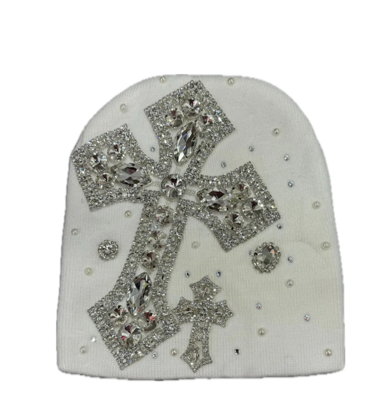 White cross beanie