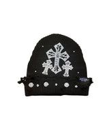 Black triple cross beanie