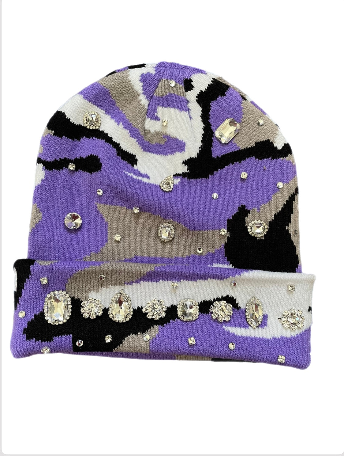 Purple camo stone beanie