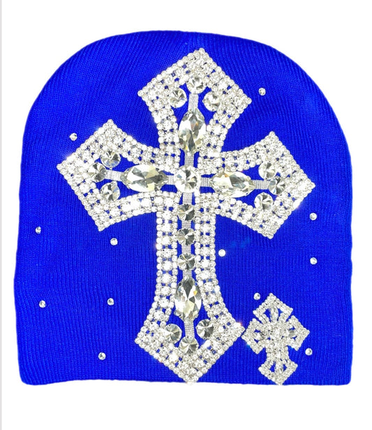 Blue cross beanie