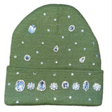 Olive Green Crystal Beanie