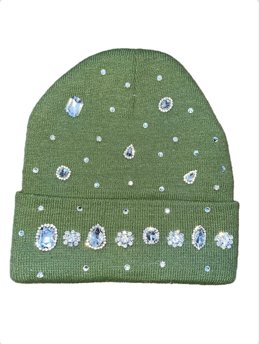 Olive green stone beanie