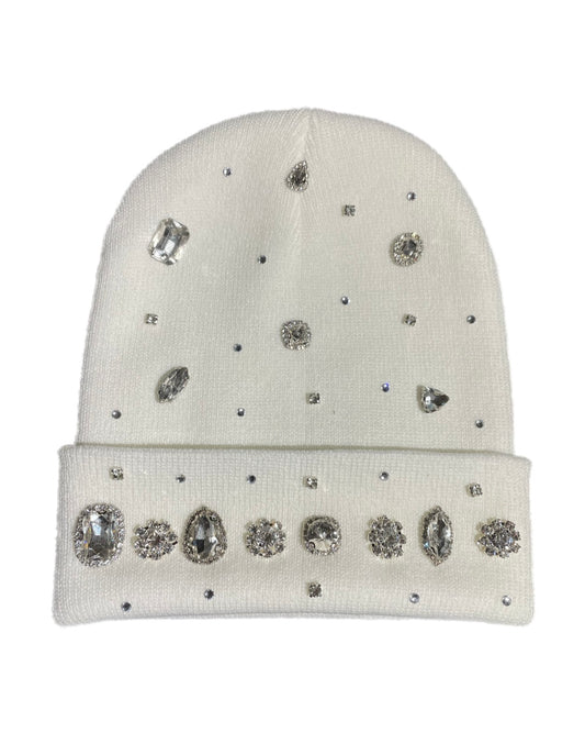 White stone beanie