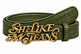 Olive green Shelikemyjeans w/gold Buckle belt