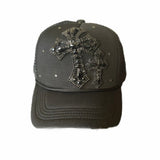 Black cross trucker hat