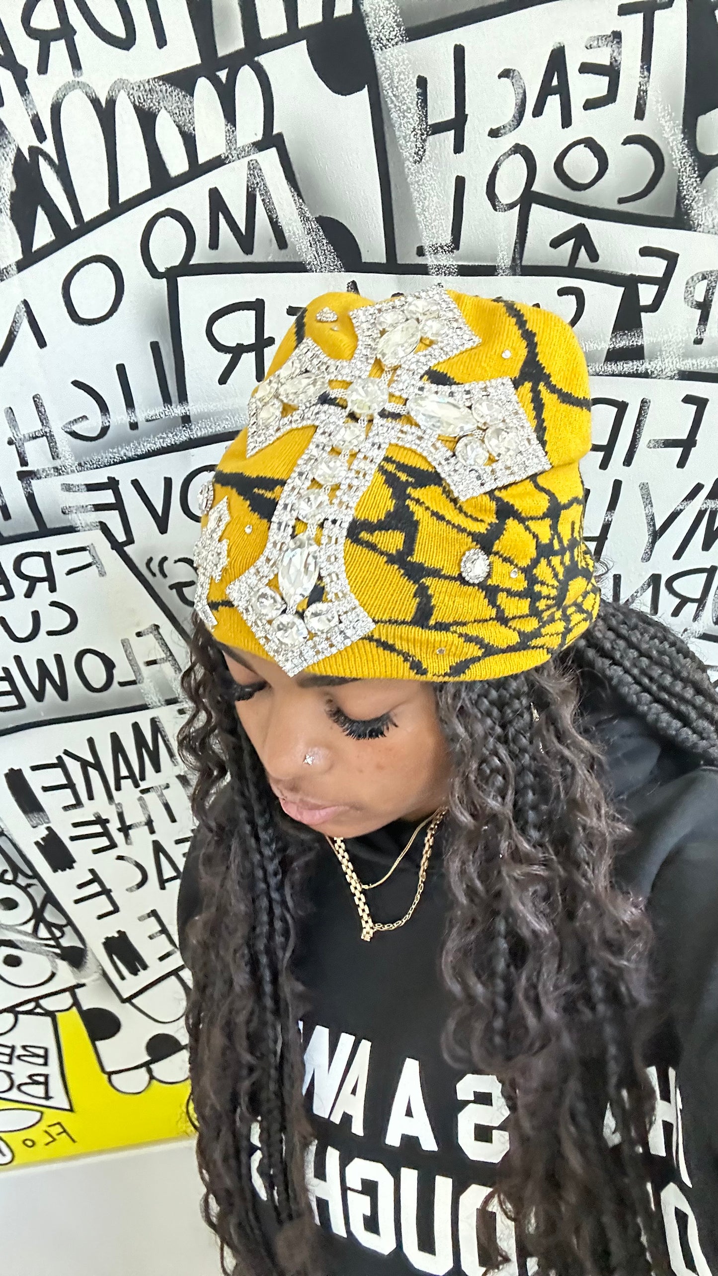 Yellow spider beanie