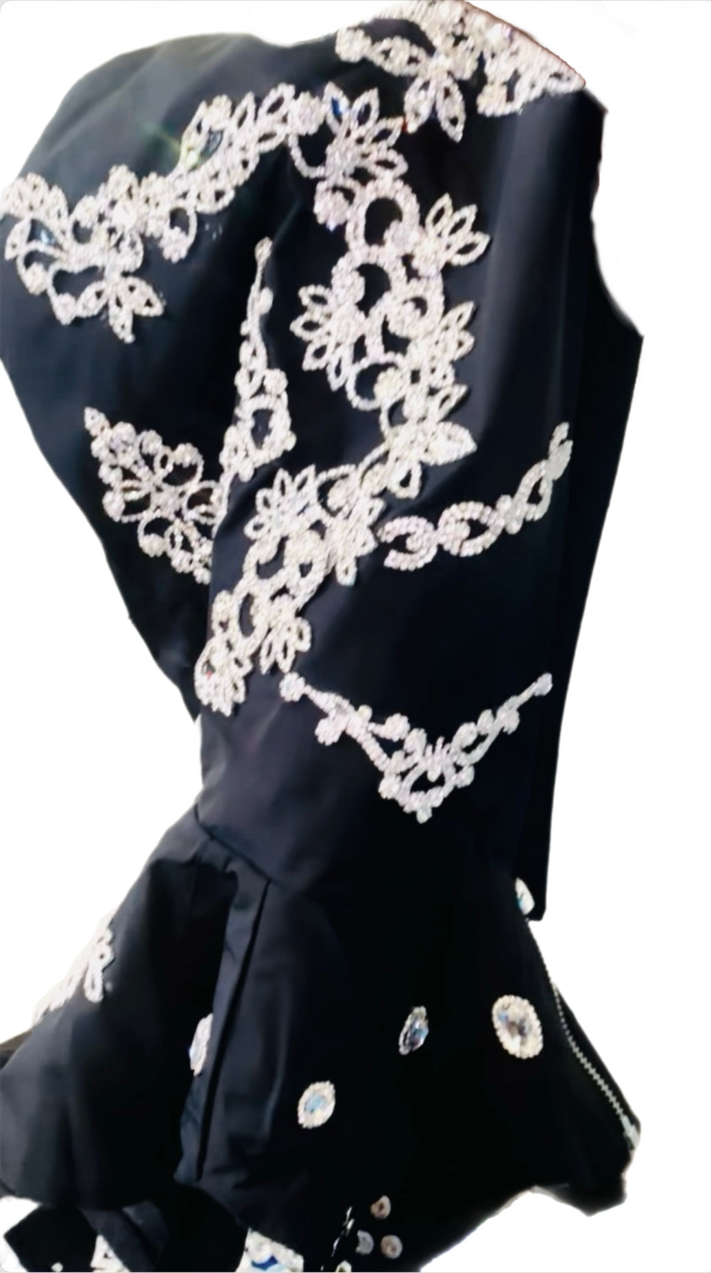 Black embellished hood cape