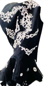 Black embellished hood cape