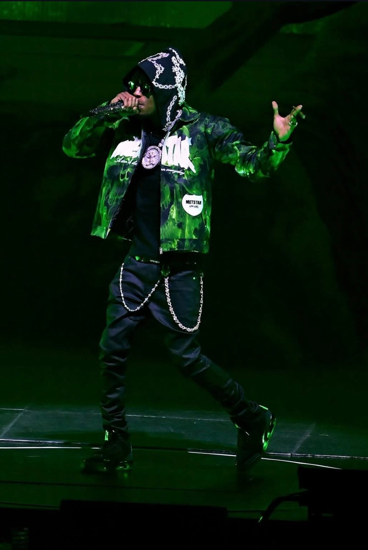 Black embellished hood cape