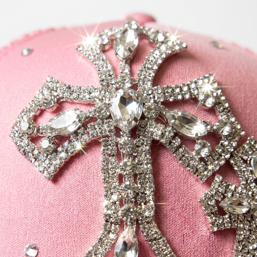 Pink cross trucker hat