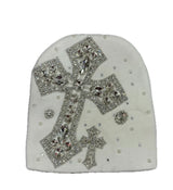 White Rhinestone Cross beanie