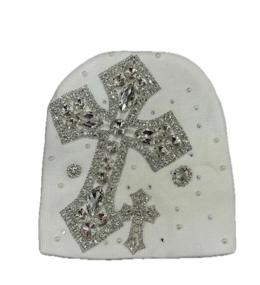 White cross beanie
