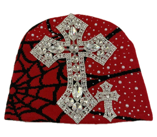 Red/black spider beanie