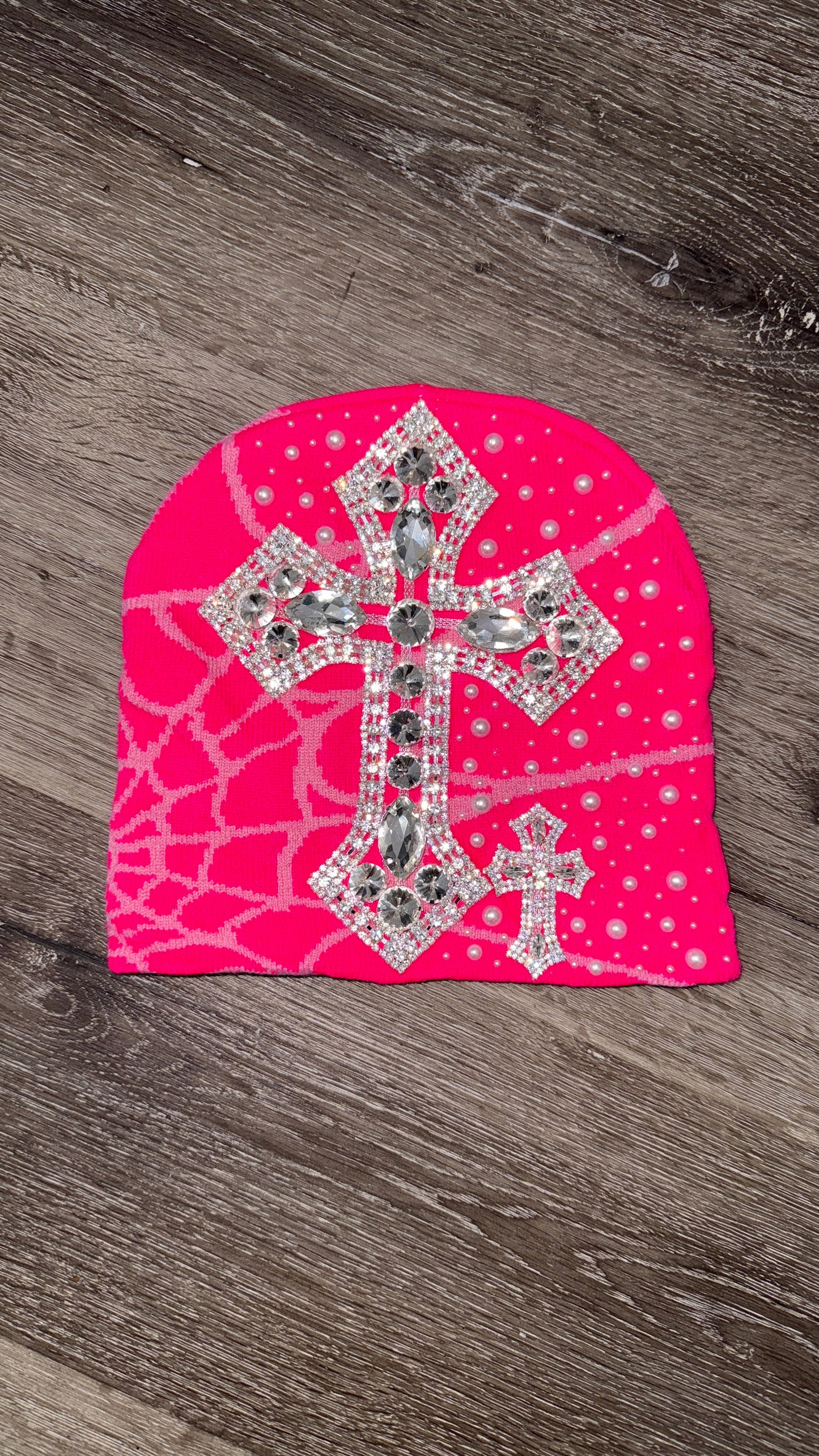 Dark pink spider beanie