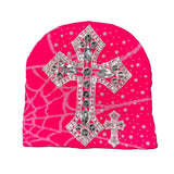 Dark Pink Spider Cross Beanie