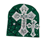 Green Rhinestone Spider Beanie
