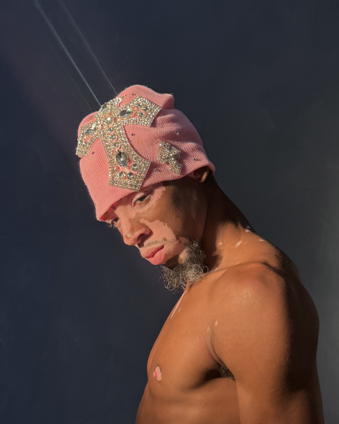 Pink Rhinestone Cross Beanie