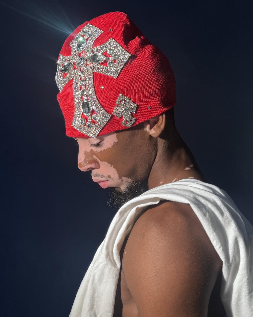Red Cross Rhinestone Beanie